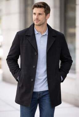 Tommy Hilfiger Men's Navy Wool-Blend Quilted Lining Walker Coat